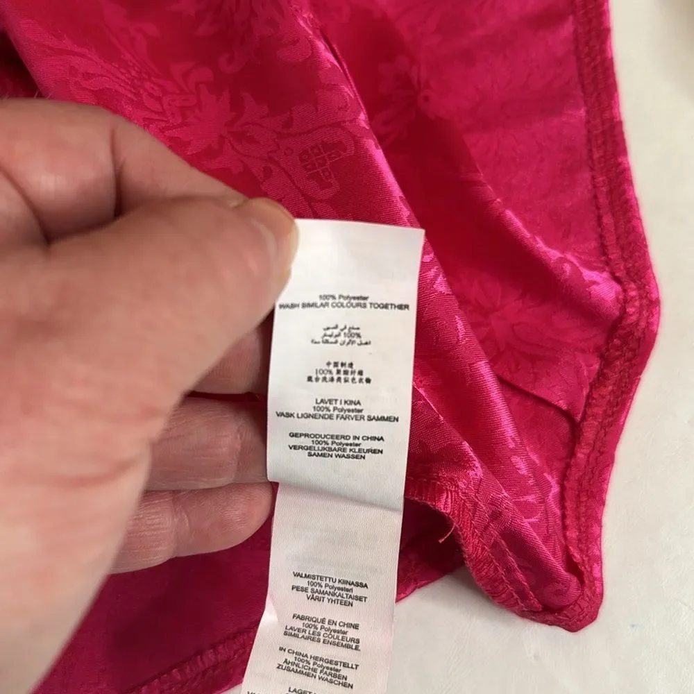 Bright Pink Satin Wrap Blouse - Picture 7 of 9